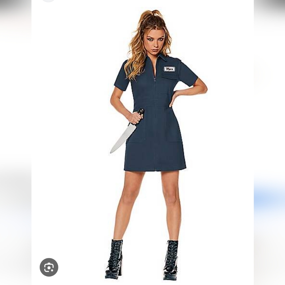 Women's Michael Myers Navy Halloween Costume Zip Dress Size Small